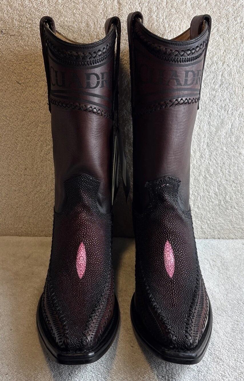 Cuadra Men's 3 Pieces Stingray Black Cherry Leather Boots Size 8.5 EE 34235